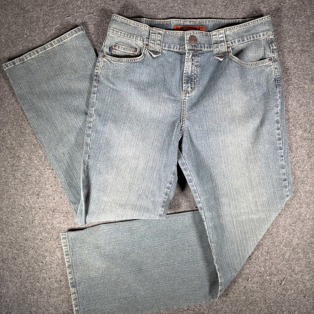 Z Cavaricci Womens Size 16 Blue Stretch Denim Straight Leg Flap Pocket Jeans